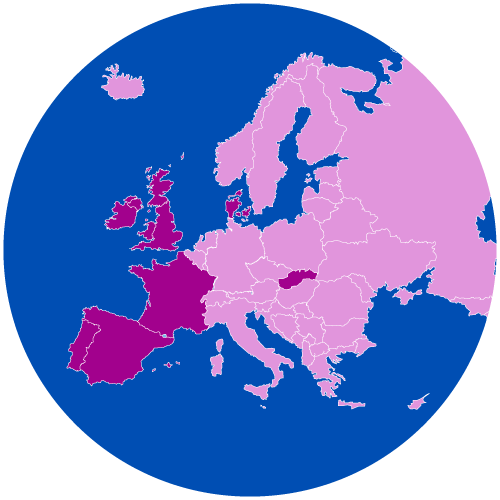 Map of Europe highlighting the countries of the PHOENIX consortium